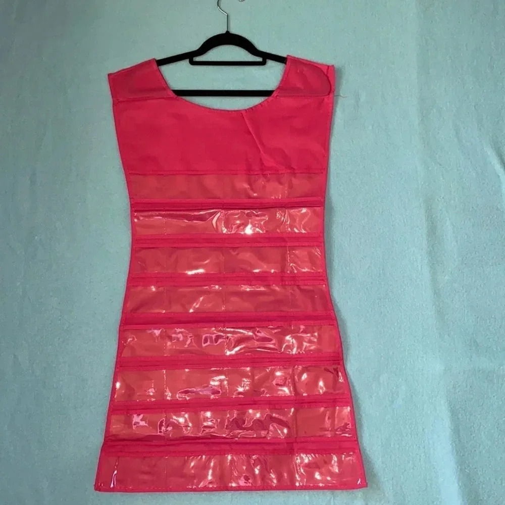 THE LITTLE JEWELRY DRESS organizer pockets on one side hook and loop on the back